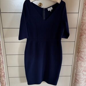 Milly knit Navy V-Neck Dress, body con dress